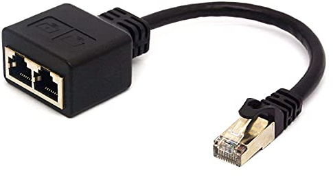 HTGuoji Câble adaptateur RJ45 mâle vers double femelle - Prend en charge Ethernet Cat 5/Cat 6 LAN pour changer de réseau entre deux ordinateurs 20cm (non utilisé comme répartiteur réseau)