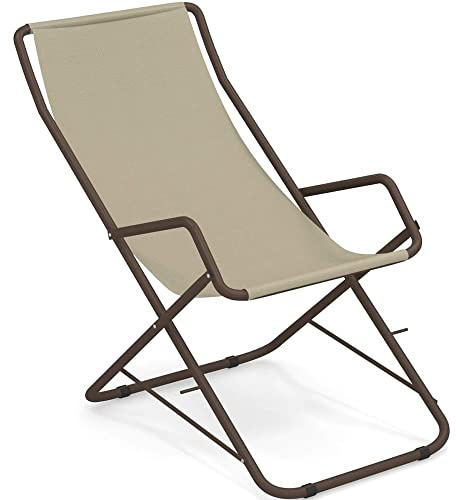 Emu Bahama Sdraio Oscillante Pieghevole Art. 170 Colore Marrone d'India 41 Telo in Textilene Colore Beige