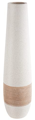 Gilde Deko große Vase XL Bodenvase aus Keramik - Deko Wohnzimmer - Farbe: Braun Creme Höhe 46 cm