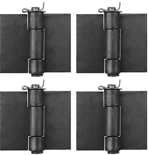 TSSS 4 PCS 85 x 85 mm Weldable Door Hinges, Steel Weld on Gate Hinges,260 Degree Rotation Angle, Removable Pin