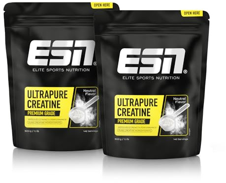ESN Ultrapure Creatine Monohydrate, 2 x 500 g, 284 Portionen | Kreatin Pulver, mikrofein & optimal löslich, vegan - made in Germany