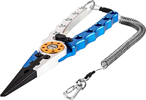 Booms Fishing X1 Aluminium-Angelzange, Salzwasser, Surf-Angelausrüstung, Multitool, Hakenentferner, geflochtene Angelschnur, Schneiden und Spaltring mit Spiralband und Scheide