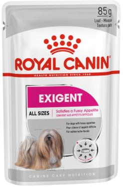 ROYAL CANIN Exigent | 4er Pack | 4 x 12 x 85 g | Nassfutter für ausgewachsene Hunde ab dem 10. Lebensmonat | Für wählerische Hunde | Mit hochwertigen Proteinen