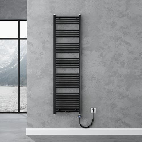 doporro Badheizung gerade 180x50cm Anthrazit Röhrenheizkörper Horizontal | 2 in 1 Mittelanschluss oder Seitenanschluss Badheizkörper mit Heizstab 1000W, Einfach zu installieren, RHE mit Heizstab