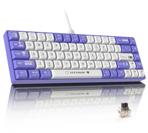 ATTACK SHARK AK680 Clavier de jeu mécanique filaire 60 % remplaçable à chaud, rétroéclairage RVB arc-en-ciel, impression UV et contrôle du son EVA, entièrement anti-ghosting, programmable
