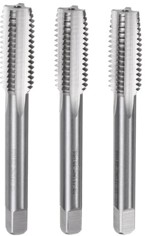 sourcing map Lot de 3 tarauds à main, 1/2-13 UNC Taper/Fiche/Filetage inférieur, Kit d'outils de taraudage manuel en acier rapide