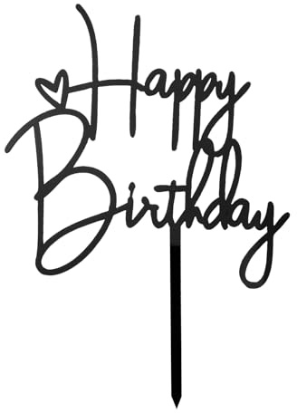 Koboko Schwarz Happy Birthday Tortendeko, Tortendeko Geburtstag | Happy Birthday Cake Topper, für Mädchen Jungen Frauen Mann,Cake Topper Geburtstag