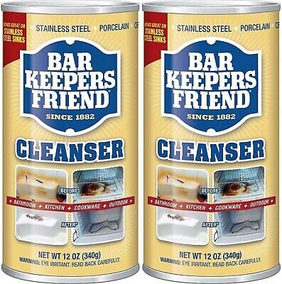 2x Bar Keepers Friend Powder (595 grams each) works as a cleaner for Sinks, Rust, Pans and stainless steel sinks.
