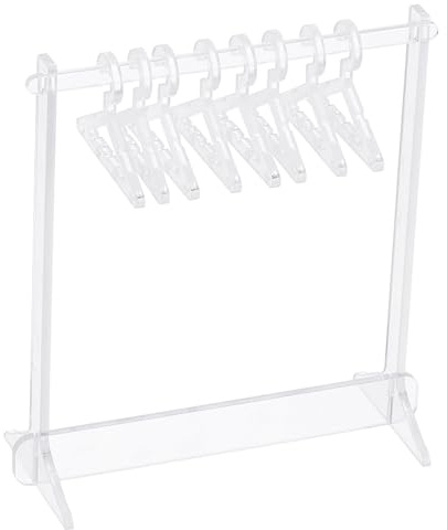PATIKIL 1 Set Ohrringhalter mit 8 Kleiderbügeln, Acryl Ohrringhalter Organizer Ständer Mini Kleiderbügel Ohrring Display Ständer Transparente Garderobe, Transparent
