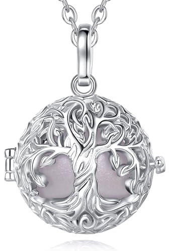 EUDORA Harmony Ball Graviditet Bola-halsband för kvinnor, mamma, musikaliskt klockspel, livets träd, bola för ängelsamtal, smycken, 114,3 cm + 76,2 cm (rosa), Koppar