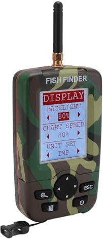 Tragbarer Fischfinder, Wasserdichter Mobiler Fischfinder mit Sonar Geber und LCD Display, Sonar Alarm Fischfinder für Kajak Fischerboot Angeln, Eisfischen