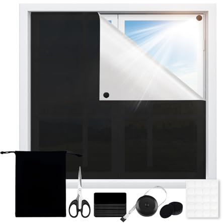 Verdunklungsstoff 300x145cm, Verdunkelungsrollo ohne Bohren, Tragbare Fensterverdunkelung Verdunkelung Stoff, Fenster verdunkelung für Schlafzimmer, Büro, Dachfenster