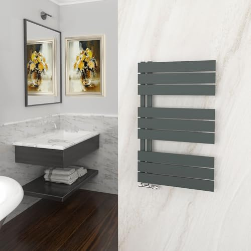 GY Bath Badheizkörper 845x500mm, Anthrazit Handtuchhalter Heizkörper Flach, Handtuchheizkörper mit Seitenanschluss Handtuchwärmer Handtuchtrockner