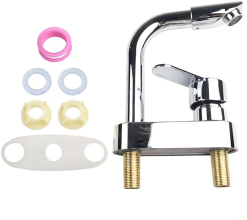 304 Stainless Steel Washbasin Faucet, Single Handle Cold and Hot Mixer Faucet, Washbasin Faucet Double Hole for 360° Rotating Sink Tap