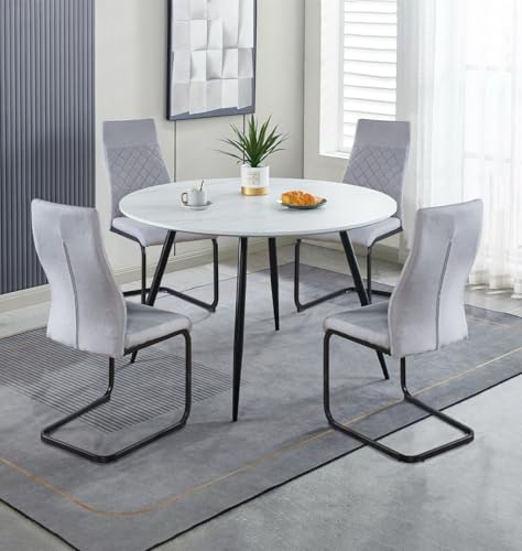 Hallowood Furniture Cullompton 120cm Round Dining Table and Chairs Set 4