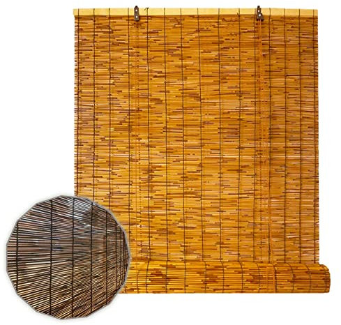 Schilfvorhänge Natur, Lichtfilterjalousien, Sonnenschutzjalousien, Terrassen, Gärten, Fenster, Bambusvorhänge, Anti-UV-Rollos, hochziehbar, atmungsaktiv, B140xH220cm/55x87in