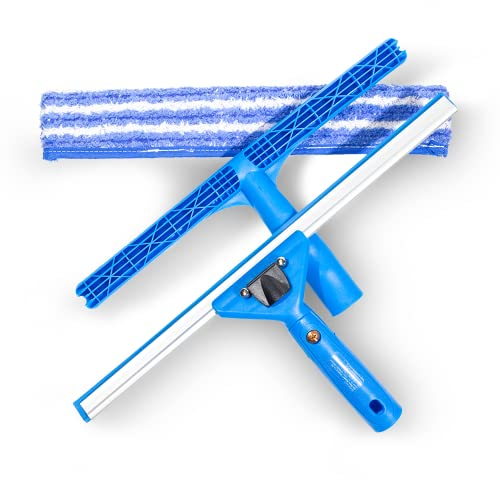 Das Blaue Wunder | Swivel Loc Fenster Set | Fenster- und Glasreinigung | Stufenlos verstellbar | für Rechts- und Linkshänder| Einwascher Abzieher Bambusbezug (Swivel Loc Fenster Set (3 TLG.))