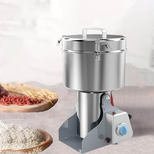 MhWrughts Mulino per Cereali con Design di Sicurezza Unico, Apertura-Coperchio-Arresto Migliorato, macina elettrica per Materiali secchi Come Erbe/Cereali/spezie,2500g