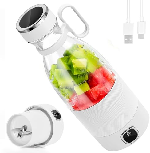 Batidora Portátil, licuadora eléctrica USB de 6 cuchillas con LED, 350ml | Mini licuadora para batidos y licuados, batería recargable de 3000mAh, para familia, deportes al aire libre
