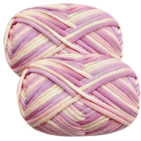 Häkelgarn Baumwolle Häkelwolle Chenille Wolle zum Häkeln 2 X 50g Häkelwolle, Rosa Garn Dickes Baumwoll-Nylon-Mischgarn
