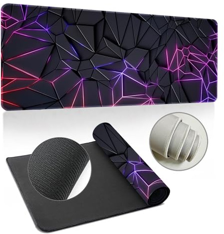 Highdi Mouse Pad Large Gaming L/XL/XXL, Mouse Pad with Non-Slip Rubber Base, Mouse Mat Extended, Gaming Mousepad for Computers, PC, Office, Black Print (600x1200x3mm,Purple)