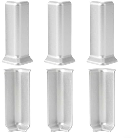 Puupaa 6PCS Baseboard Corner Blocks, ABS Corner Protector, Skirting Board, Connector Between The Cove Base Wall Base Rubber Moulding Trim(Silver)