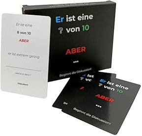 Er ist eine 10/10 Aber – Das ultimative Tiktok Trend-Kartenspiel: 80 witzige Karten für spannende Diskussionen & unvergessliche Mädelsabende und Freundesgruppen (Er ist eine 10 von 10 aber Spiel)