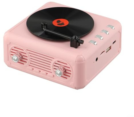 Radio FM portable intégrée, rétro esthétique, capacité USB, longue durée de vie de la batterie pour lecteur CD, dents bleues (rose)