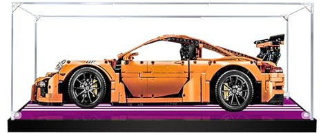 Acrylic Display Case for LEGO 42056 Porsche 911 GT3 RS car model, Le/go Model Car Display Case , Transparent Dustproof Display Box（Painted baseboard ）(62x30x20cm) (Purple)