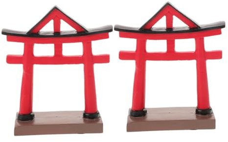 Holibanna 2pcs Japanese Gate Figurine Miniature Gate Statue Mini Zen for Fish Tank Micro Landscape Decor