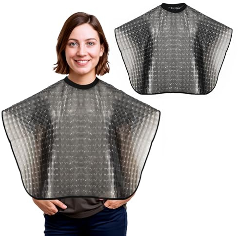 Larrel Short Hair Cape, Black Shampoo Capes for Salons Waterproof Reusable Hair Color Cape for Stylist Home Salons Apron Makeup Beauty Hairs Dye