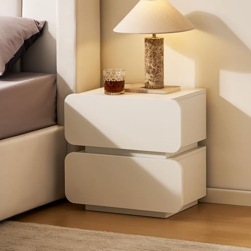 CLIPOP Nachttisch, 2 Schubladen, grifflos, weiß, 50×35×46 cm | Kommode, Beistelltisch, für Schlafzimmer & Wohnzimmer, modernes Design, vielseitig, pflegeleicht, stabil