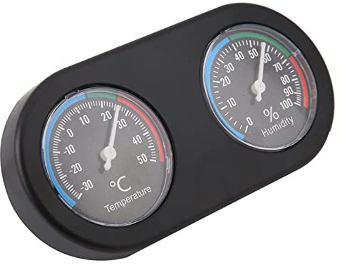 Greensen Analog Hygrothermography for Reptiles, Precise Thermometer Hygrometer 2 in 1 for PET, Black Plastic Material