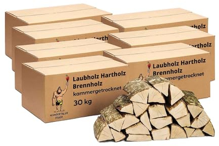 Neandertaler Feuer 210 kg Brennholz Feuerholz - Grillholz 25 cm Holz für Feuerschale Grill Pizzaofen Smoker Lagerfeuer | Räucherholz Hartholz Woodfire Dekoholz Kaminholz Laubholz