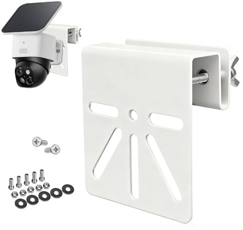 WiTi Gutter Mount Stainless Steel Bracket for Eufy SoloCam S340, E30/S330, No Drill Installation, Universal Bracket Compatible with Wyze Solar pan cam, Solar Panel, LED, Cameras Outdoor (White)