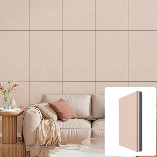 Akustikschaumstoff 50x50 cm 100x50 cm, Schallschutzplatten Selbstklebend, Akustikpanele für Akustische Behandlung und Wanddekoration(Beige,100 x 50 cm 4.5 cm)