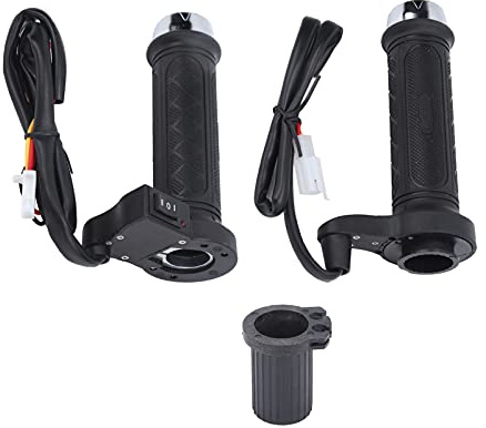 Empuñadura calefactable para motocicleta eléctrica, calentador de manillar de temperatura ajustable de 12V para manillar de motocicleta de 7/8 pulgadas, placa cromada negra, 2 uds.
