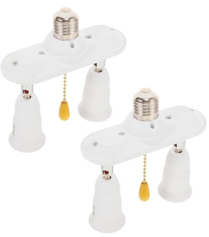 WOONEKY 2 Piezas Adaptador de Casquillo de Lámpara con Interruptor de Cadena Base de Portalámparas para Lámpara de Mesa Conversor para Bombillas LED