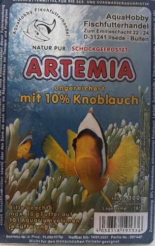 Artemia mit 10% Knoblauch – 100 g Frostfutter im Blister | Premium Zierfischfutter für Süß- & Meerwasser | Hochwertige Ergänzung für Fische & Wirbellose (20x100Gr)