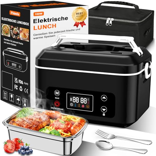 Elektrische lunchbox hermobehälter für Essen mit Akku – 24000 mAh,1,3 L beheizbare lunchbox,3D-Vollflächenerwärmung & Temperaturkontrolle –lunchbox elektrisch Ideal für LKW,Büro und Reisen (schwarz)
