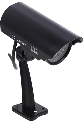 Garneck Telecamera Finta Cctv Alta Simulazione Luce LED Lampeggiante Staffa Regolabile Alimentata a Pannello Solare o Batterie Aaa per Uso Interno ed Esterno