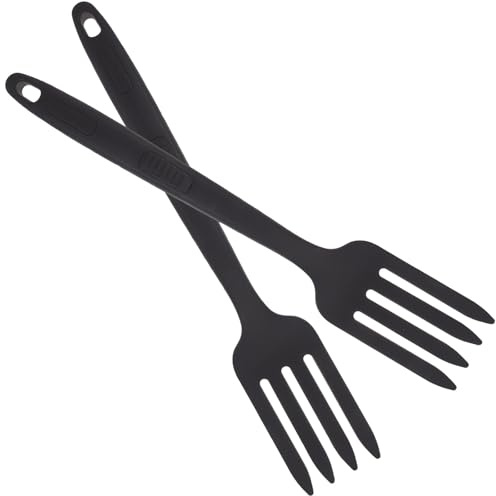 Tofficu Tenedores de Silicona Antiadherentes para Espaguetis y Ensaladas, 2 Piezas, Aptos para Preparación de Comida en Casa