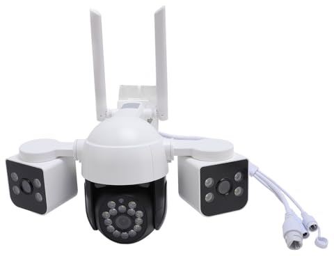 Zunate Telecamera di Sicurezza Esterna da 6 MP, Telecamera di Sorveglianza Wireless con Inclinazione Panoramica a 360 Gradi e 3 Obiettivi con Allarme Faretto Integrato