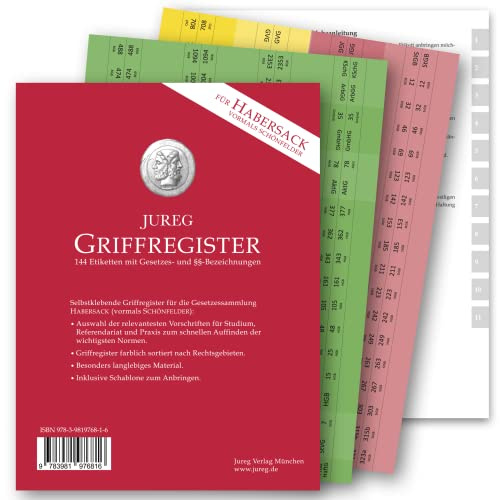 Griffregister für HABERSACK | 2026 | selbstklebende Register Etiketten mit Gesetzes- und §§-Bezeichnungen