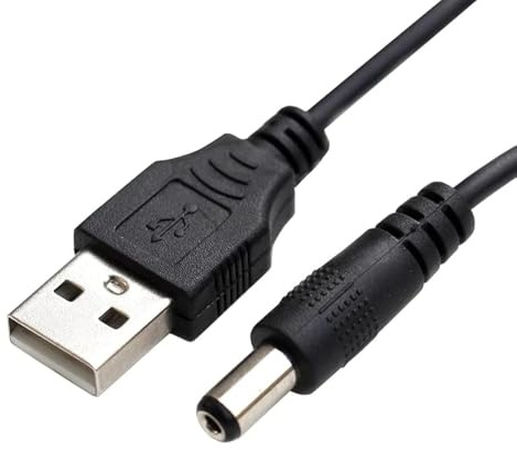 CABLEPELADO USB-Gleichstromkabel, Gleichstrom-Verlängerungskabel, kompatibel mit CCTV, DVR, LED-Streifen, Router, Sensoren, Alexa, 5 V DC, 2 A, DC 5,5 x 2,5 mm, Schwarz, 80 cm