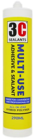3C Sealants Multi-Use Adhesive & Sealant 290ml White RAL 9010 - All In One MS Polymer Construction Sealant & Glue, Anti-Mould, Paintable, UV Resistant, Waterproof, Interior & Exterior Use