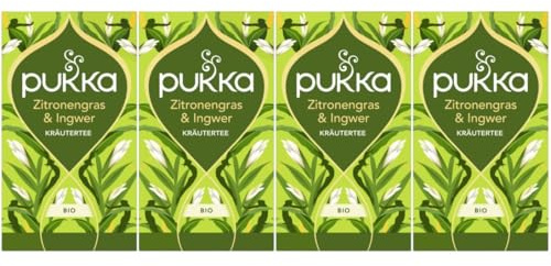 Pukka | Bio-Kräutertee Zitronengras & Ingwer | Zitronengras, Ingwer und Süßholz | 4 x 20 Teebeutel
