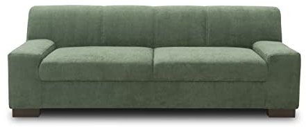 DOMO. collection Sofa Norma, 3-Sitzer Couch, 3er Polster-Garnitur mit Holzfüßen, 212 x 85 x 74 cm (BxTxH), Feinstoff grün