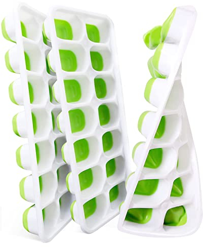 VEHHE Ice Cube Tray with Lid, 3pcs Reusable Ice Trays, Easy to Clean Ice Cube Moulds Save Freezer Space, Flexible Silicone Ice Cube Trays Removable, Ice Cubes for Whisky, Cocktails, Beer and Drinks.