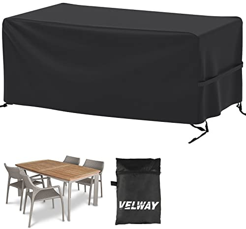 Velway Patio Furniture Cover Outdoor, Waterproof Rectangular Patio Table Chair Sofa Set Cover, 67”Lx37”Wx28”H, All Weather Oxford Tear-Resistant Material with Zipper Carrying Bag Windproof Buckles